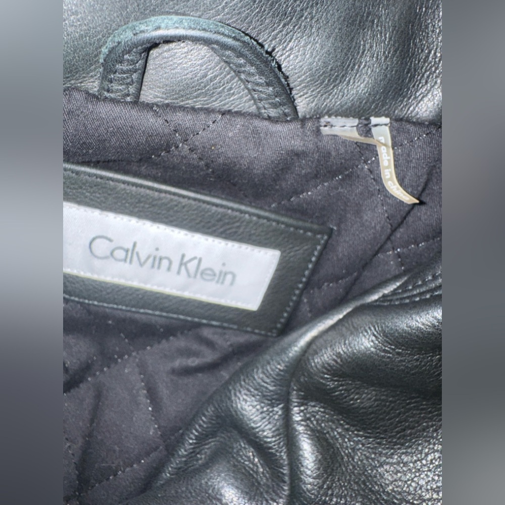 Calvin Klein Black Leather Outerwear - Picture 3 of 9
